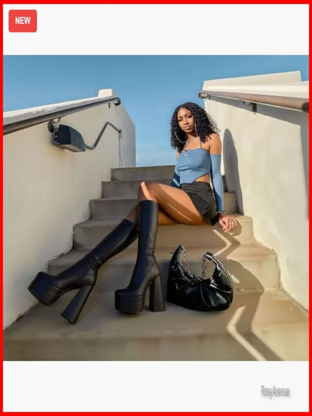White Platform Knee High Boots Chunky Heel Stretch GoGo Boots Women
